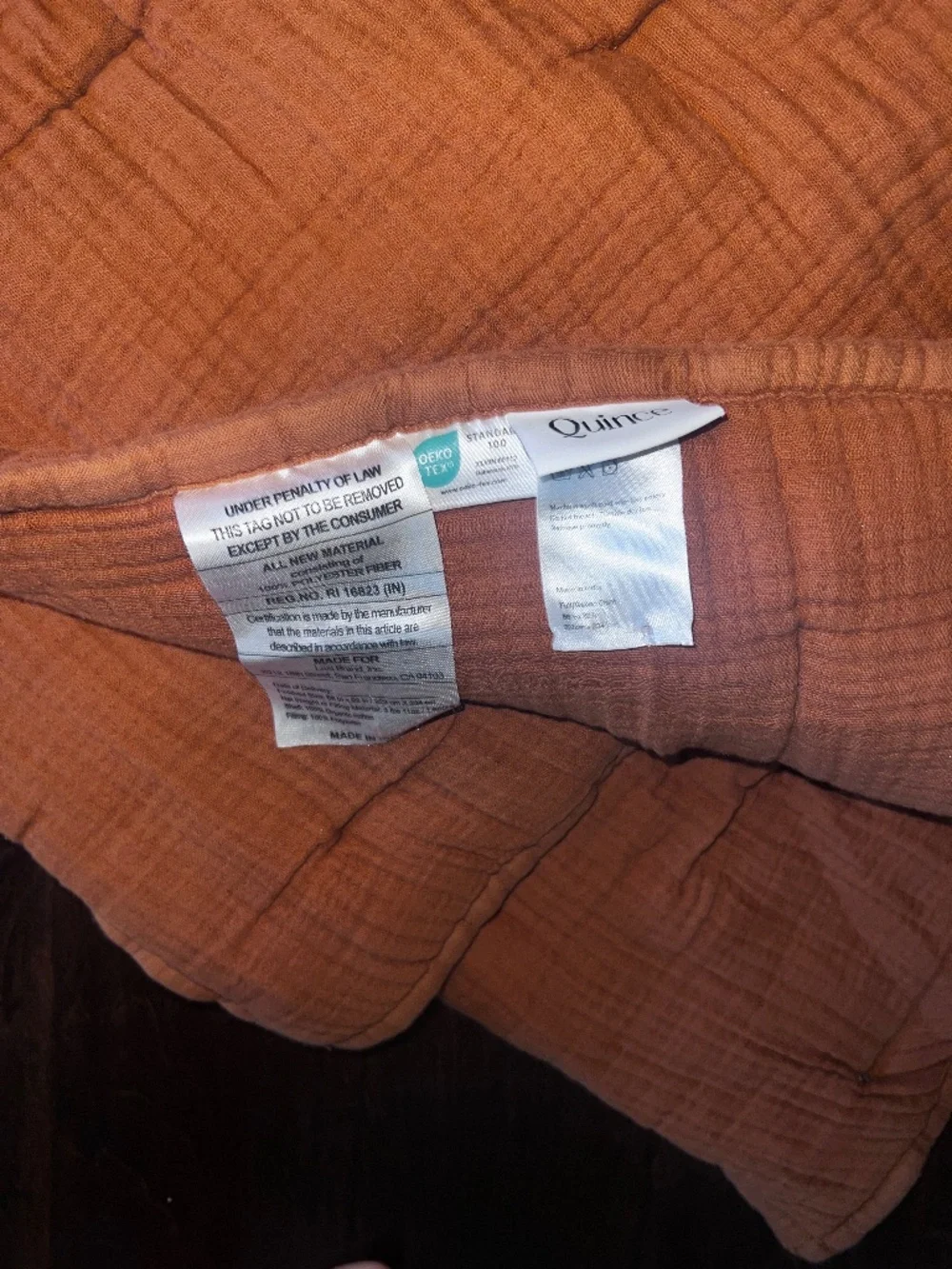Quince Organic Cotton Airy Gauze Dream Quilt! Full/ Queen Terracotta